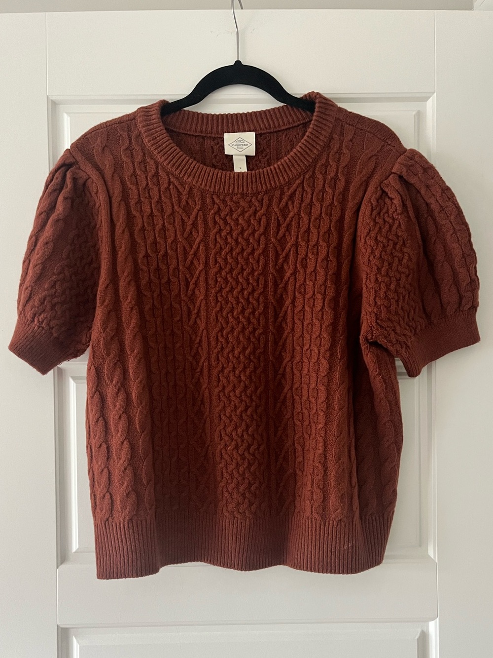 St. John's Bay Rust Cable-Knit Short Sleeve Sweater